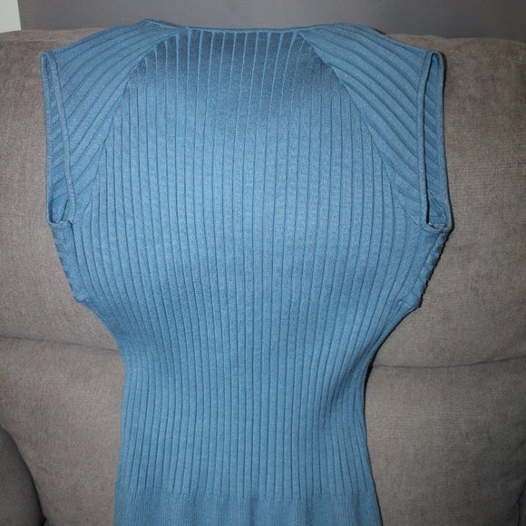Belldini Ribbed Knit Sleeveless Teal Blue Sweater Top XL - Picture 3 of 8